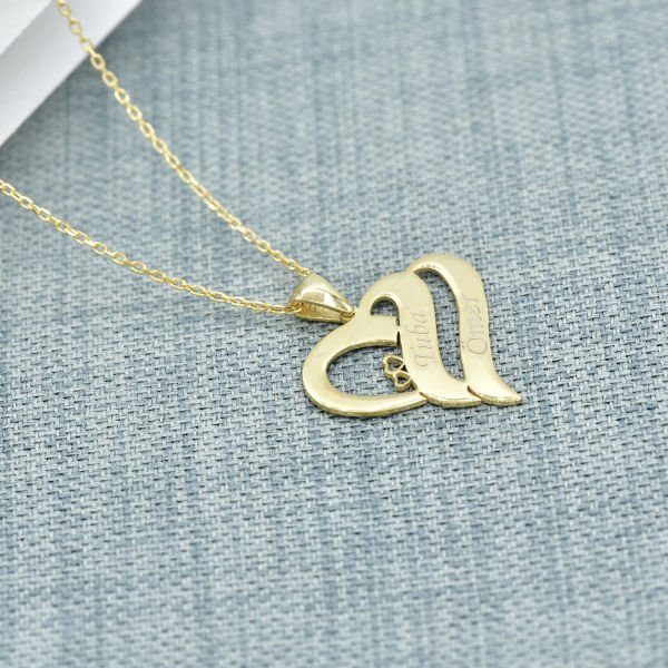 14, 22 Ayar Altın Kalpli 2 İsimli Kolye