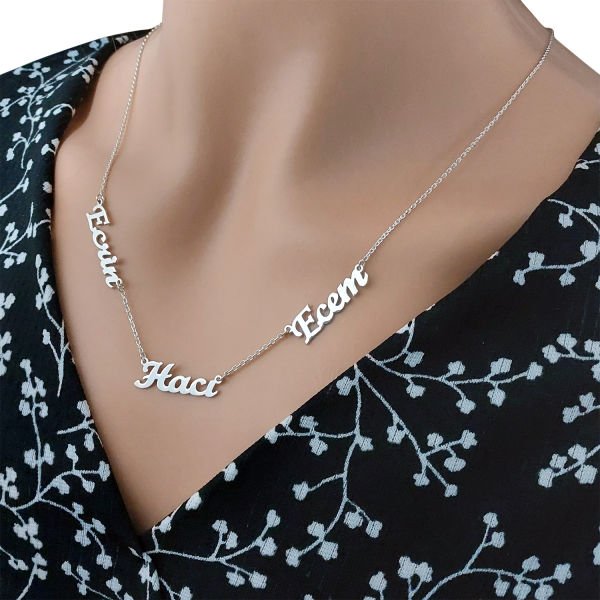 Gümüş 3 İsimli Aile Kolyesi