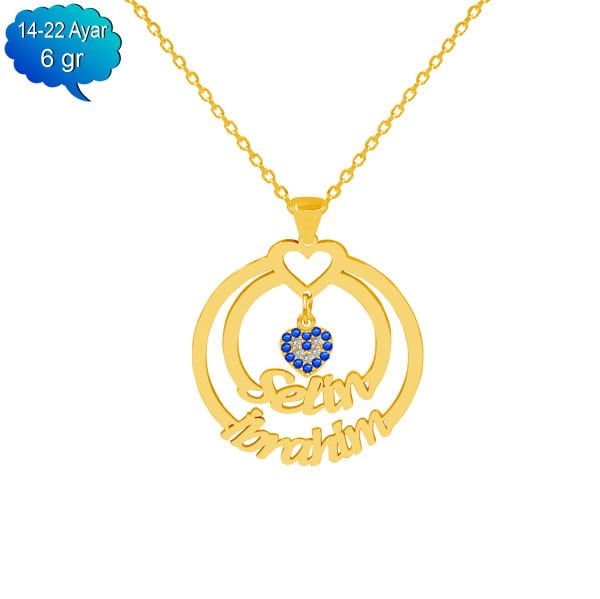 14, 22 Ayar Altın Halka İsimli Kolye