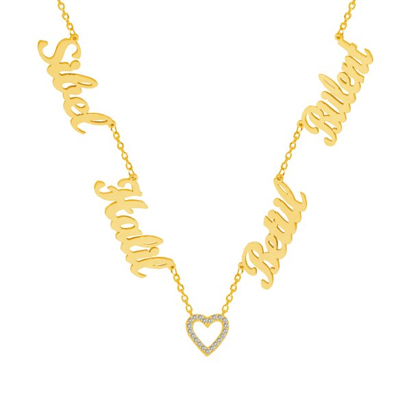 Gümüş Kalpli 4 İsimli Aile Kolyesi