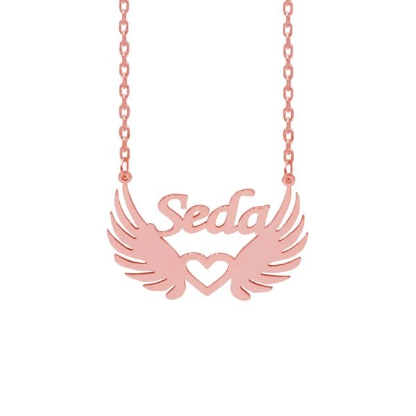 Gümüş Melek Kanatlı İsimli Kolye