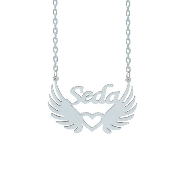 Gümüş Melek Kanatlı İsimli Kolye
