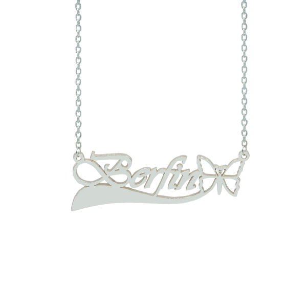 Gümüş Kelebek Figürlü İsimli Kolye