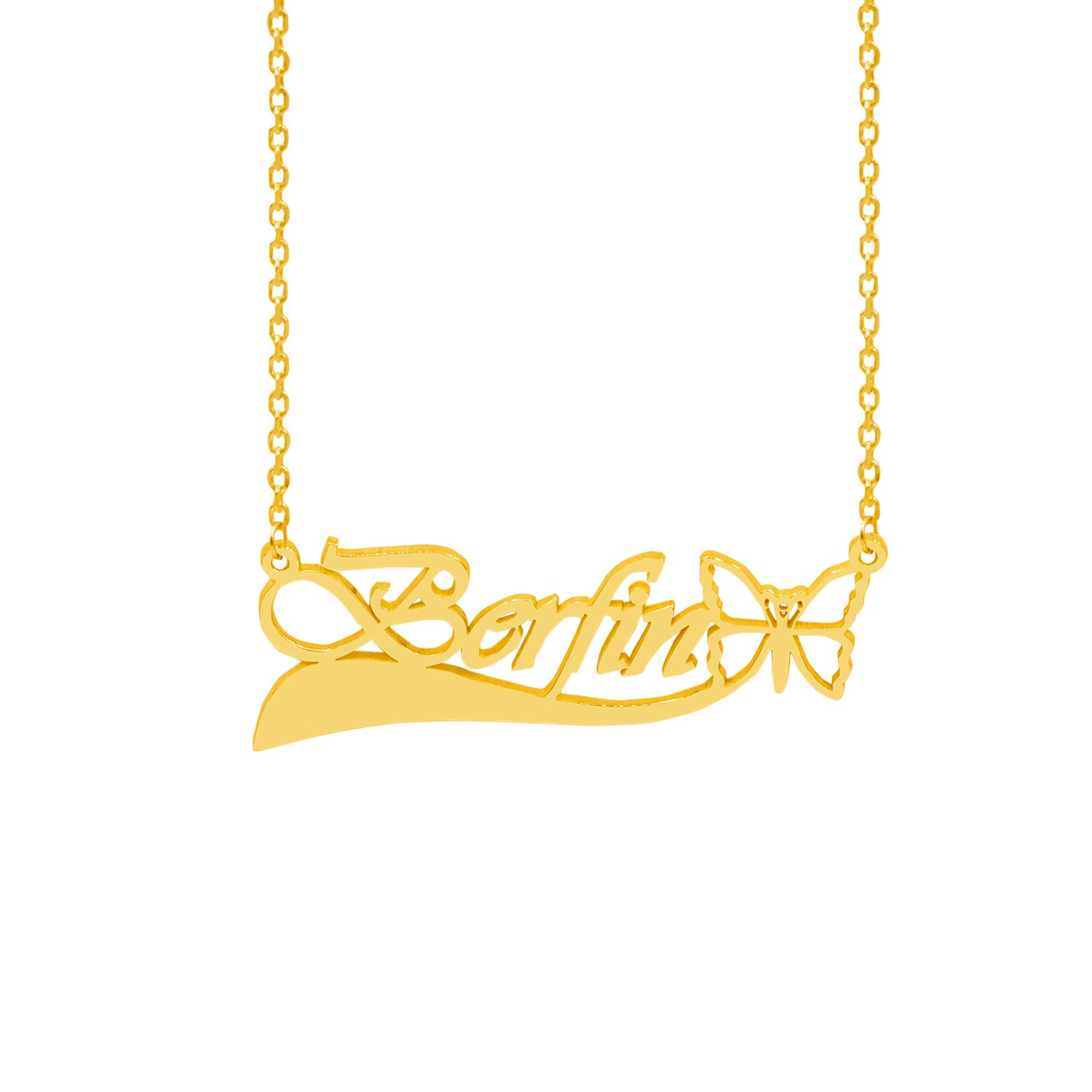 Gümüş Kelebek Figürlü İsimli Kolye