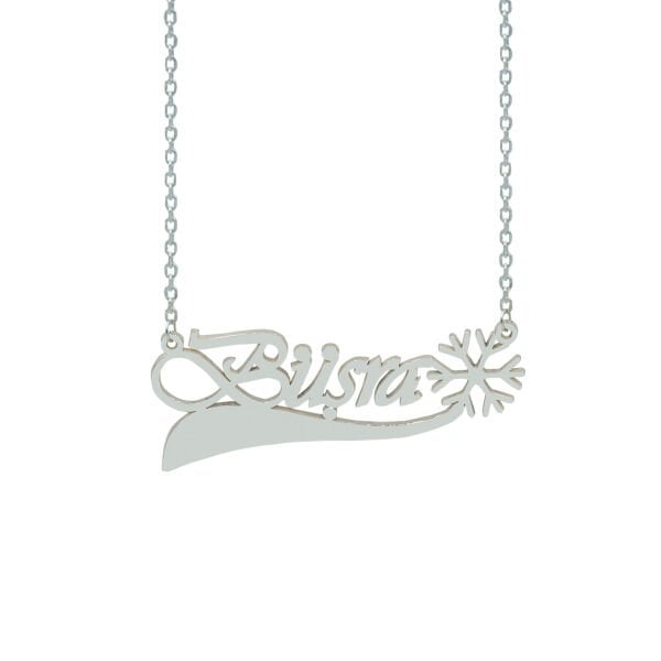 Gümüş Kar Tanesi Tasarımlı İsimli Kolye