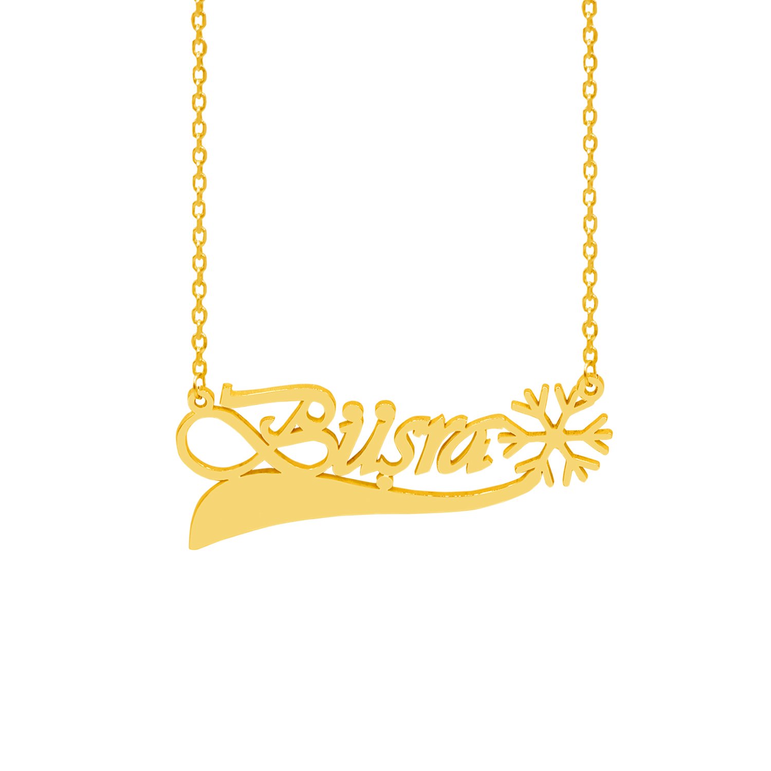 Gümüş Kar Tanesi Tasarımlı İsimli Kolye