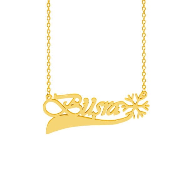 Gümüş Kar Tanesi Tasarımlı İsimli Kolye