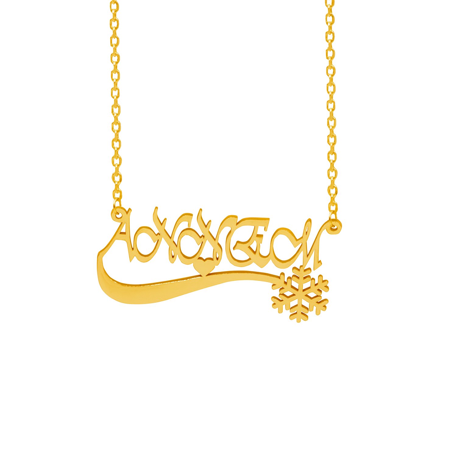 Gümüş Kişiye Özel Kar Tanesi İsimli Kolye