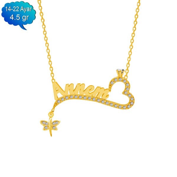 14, 22 Ayar Altın Yusufçuk Sallantı İsimli Kolye