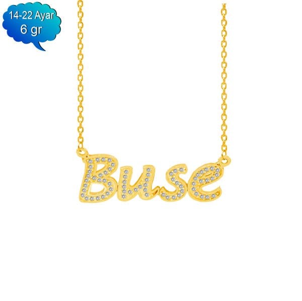 14, 22 Ayar Altın Taşlı İsimli Kolye