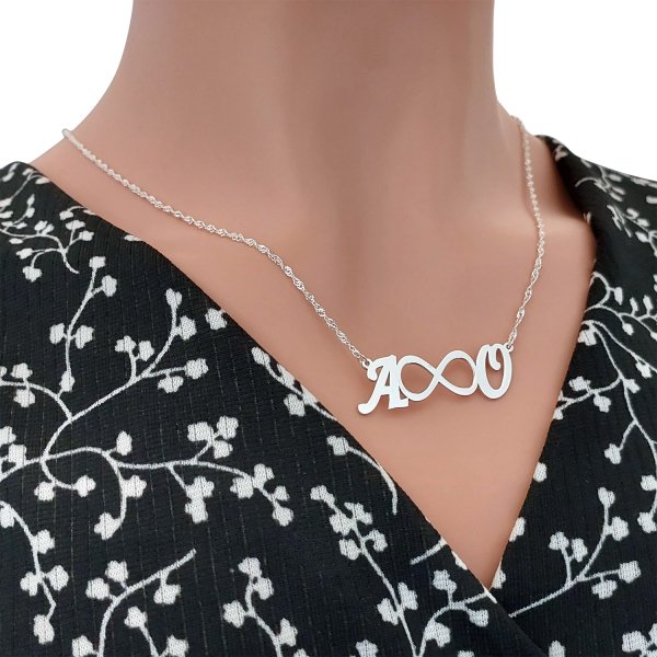 Gümüş Özel Tasarım Sonsuzluk Harfli Kolye