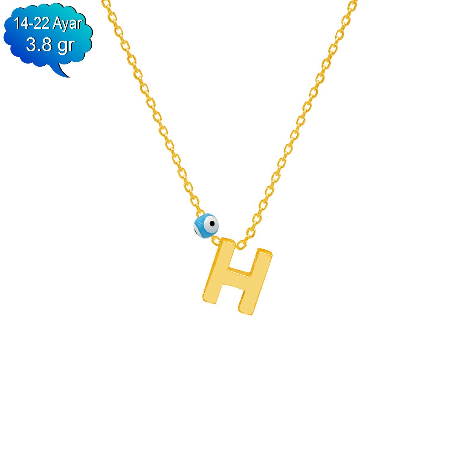14, 22 Ayar Altın Harf Kolye