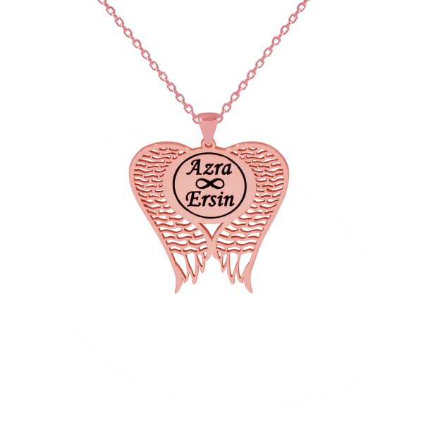 Gümüş Kişiye Özel Melek Kanatlı İsimli Kolye