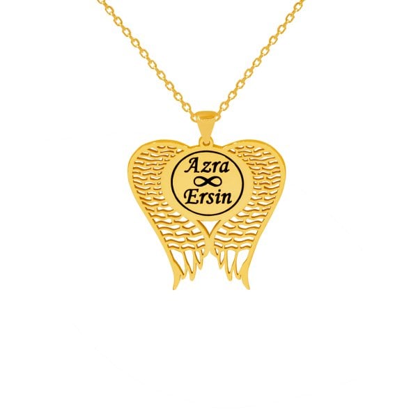 Gümüş Kişiye Özel Melek Kanatlı İsimli Kolye