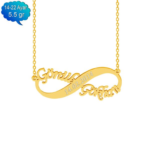 14, 22 Ayar Altın Tarihli Sonsuzluk İsimli Kolye