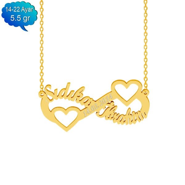 14, 22 Ayar Altın Sonsuzluk İsimli Kolye