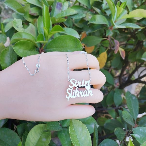 Gümüş Kalpli İki İsimli Kolye