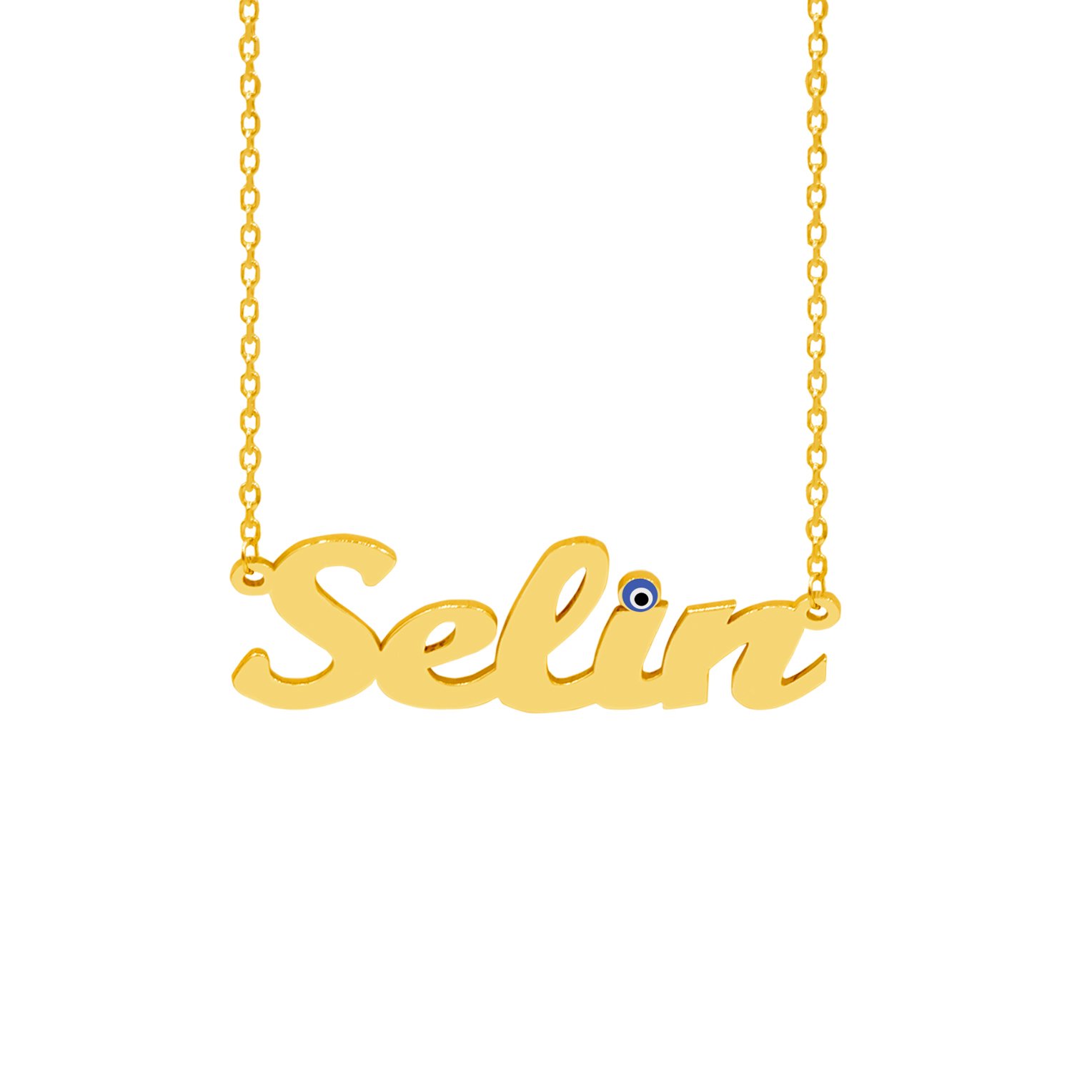 Gümüş Özel Tasarım Nazarlıklı İsimli Kolye