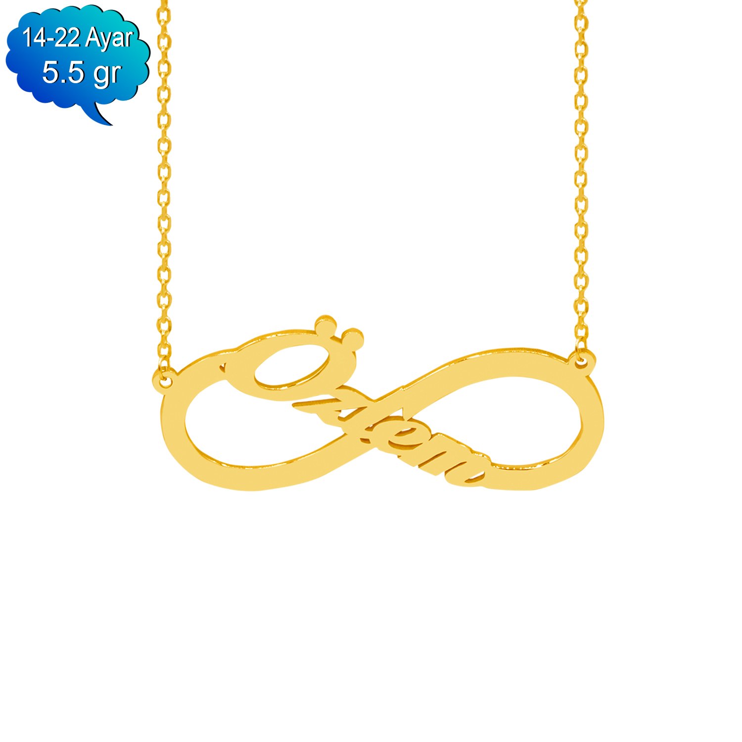 14, 22 Ayar Altın Sonsuzluk İsimli Kolye
