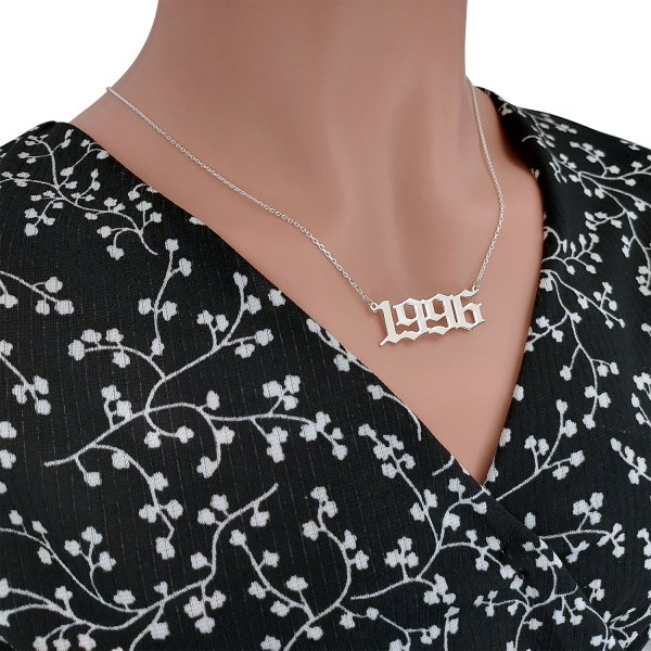 Gümüş Özel Tasarım Rakamlı Kolye