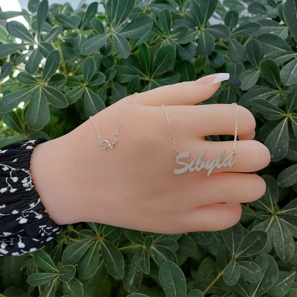 Gümüş El Yazısı İsimli Kolye