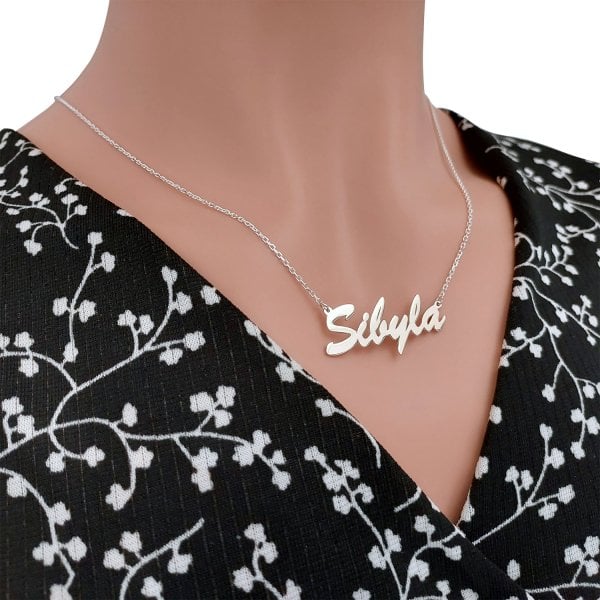 Gümüş El Yazısı İsimli Kolye