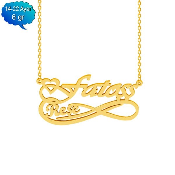 14, 22 Ayar Altın Sonsuzluk Üstü İsimli Kolye