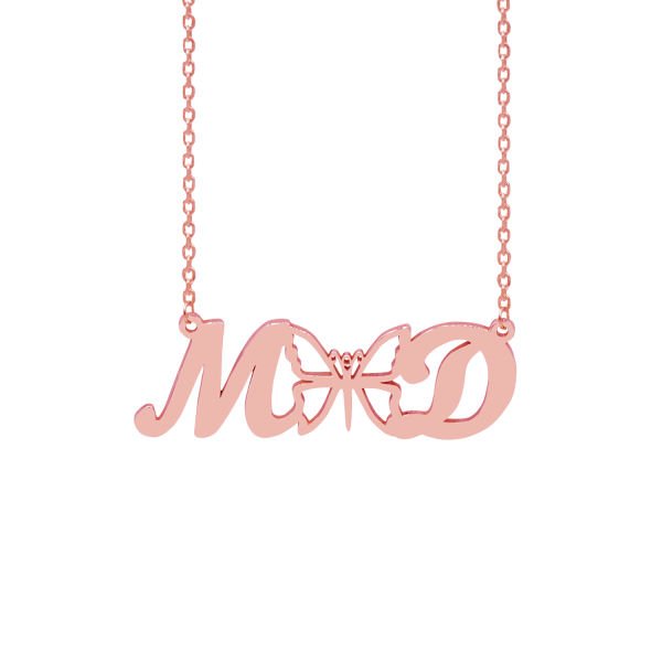 Gümüş Kelebek Harfli Kolye