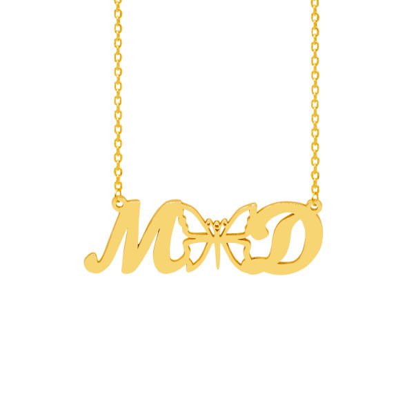 Gümüş Kelebek Harfli Kolye