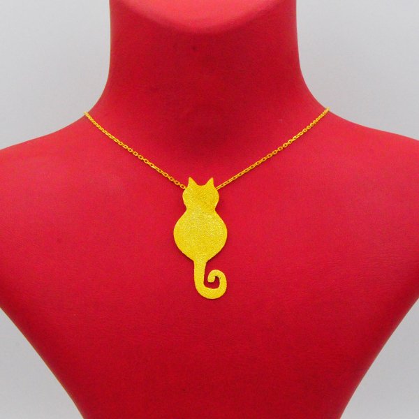 Gümüş Lazer İşlemeli Kedi Kolye