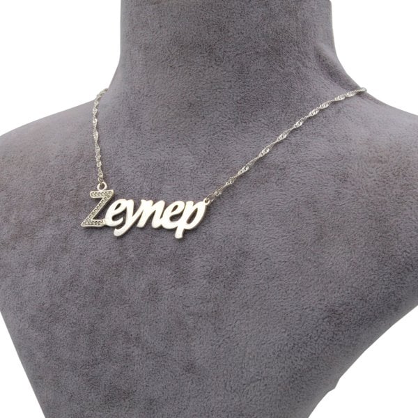 Gümüş Baş Harf Taşlı İsimli Kolye