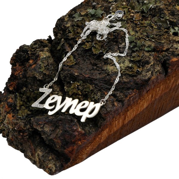 Gümüş Baş Harf Taşlı İsimli Kolye