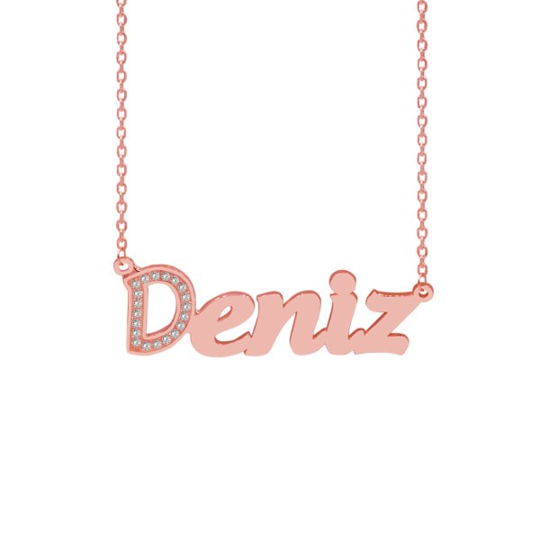 Gümüş Baş Harf Taşlı İsimli Kolye