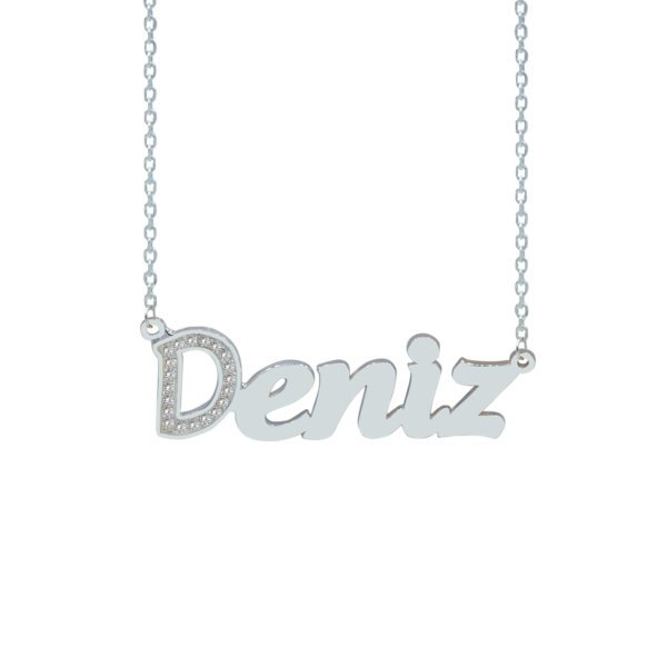 Gümüş Baş Harf Taşlı İsimli Kolye