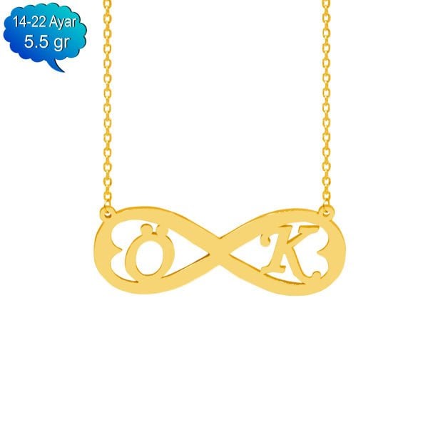 14, 22 Ayar Altın Sonsuzluk Harfli Kolye
