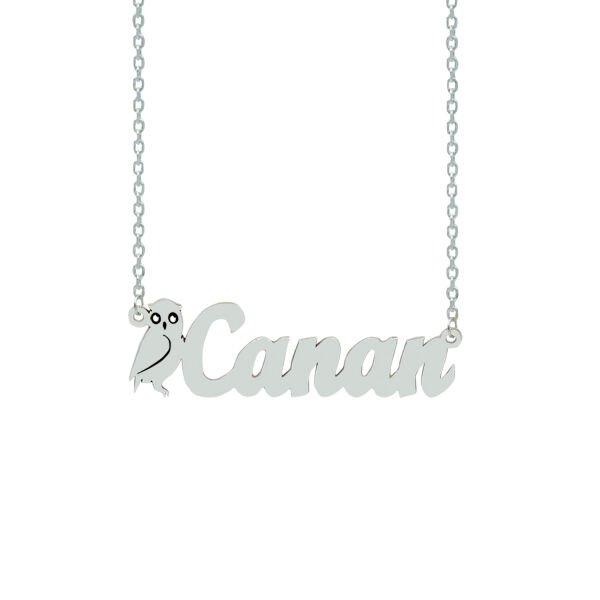 Gümüş Baykuş Tasarımlı İsimli Kolye