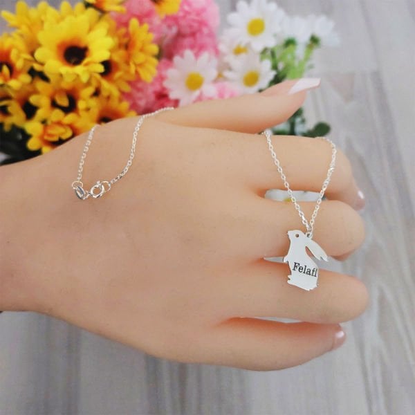 Gümüş Tavşan Tasarımlı İsimli Kolye