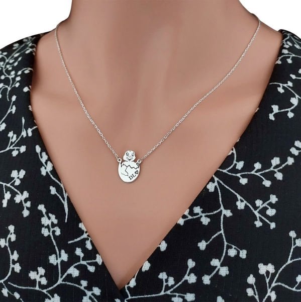 Gümüş Civciv Tasarımlı İsimli Kolye