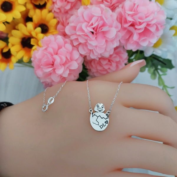 Gümüş Civciv Tasarımlı İsimli Kolye