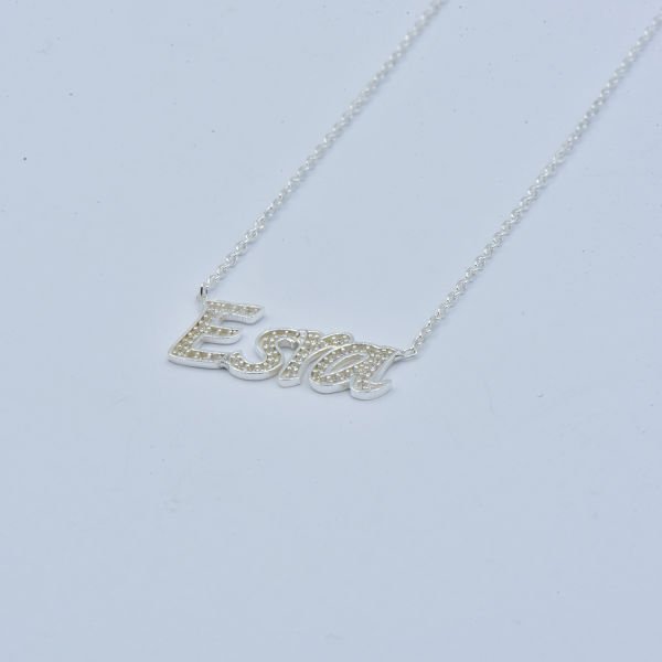 Gümüş Kişiye Özel Tasarım Taşlı İsimli Kolye