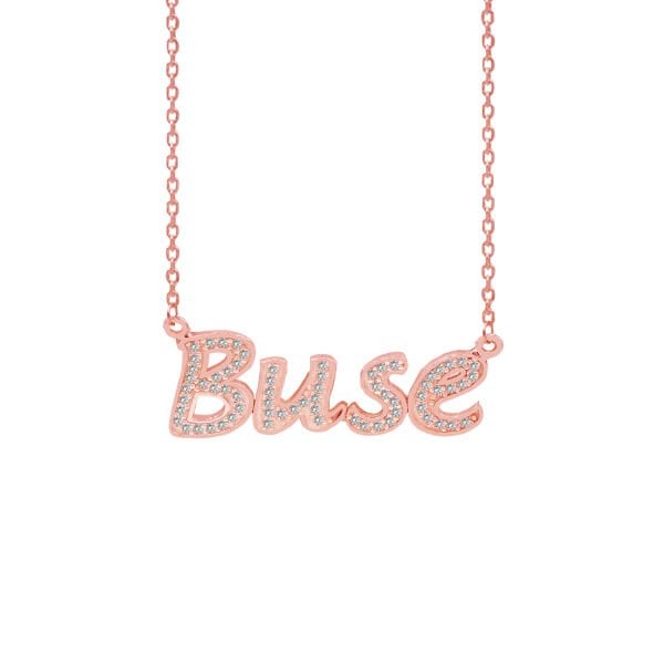 Gümüş Kişiye Özel Tasarım Taşlı İsimli Kolye