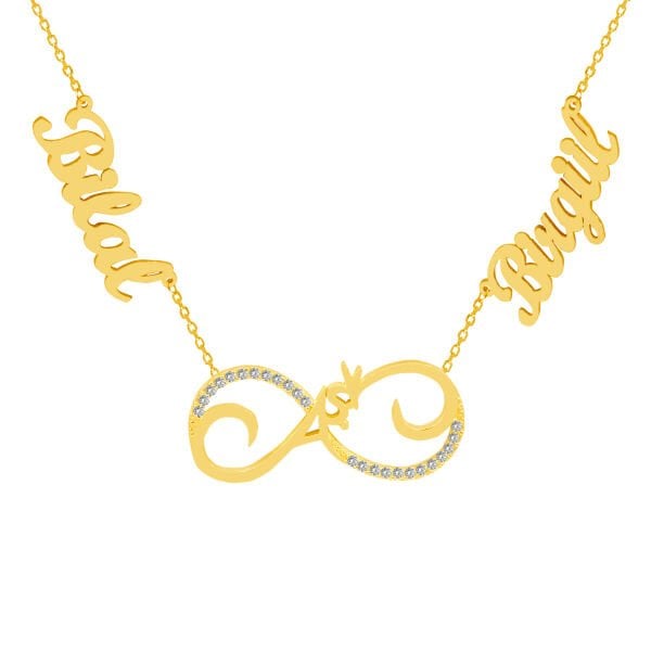 Gümüş Aşk Yazılı Sonsuzluk 2 İsimli Aile Kolyesi