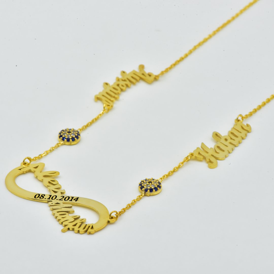 Gümüş Ortası Sonsuzluk 2 İsimli Aile Kolyesi