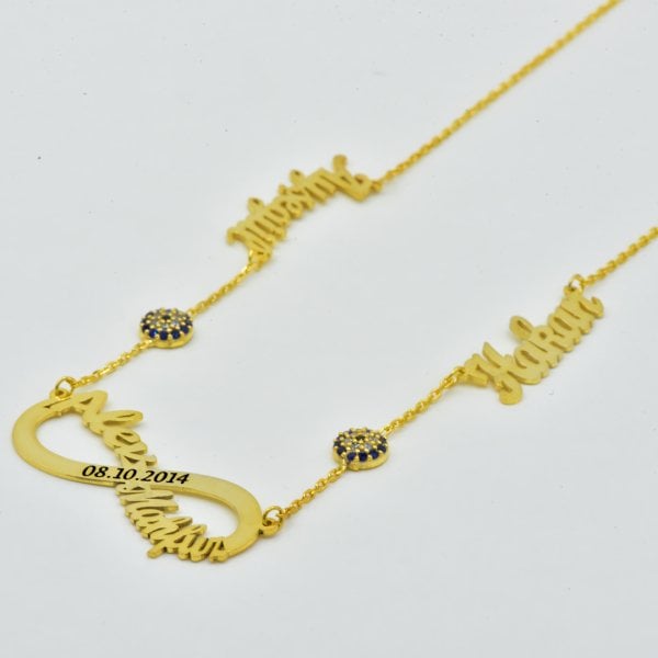 Gümüş Ortası Sonsuzluk 2 İsimli Aile Kolyesi