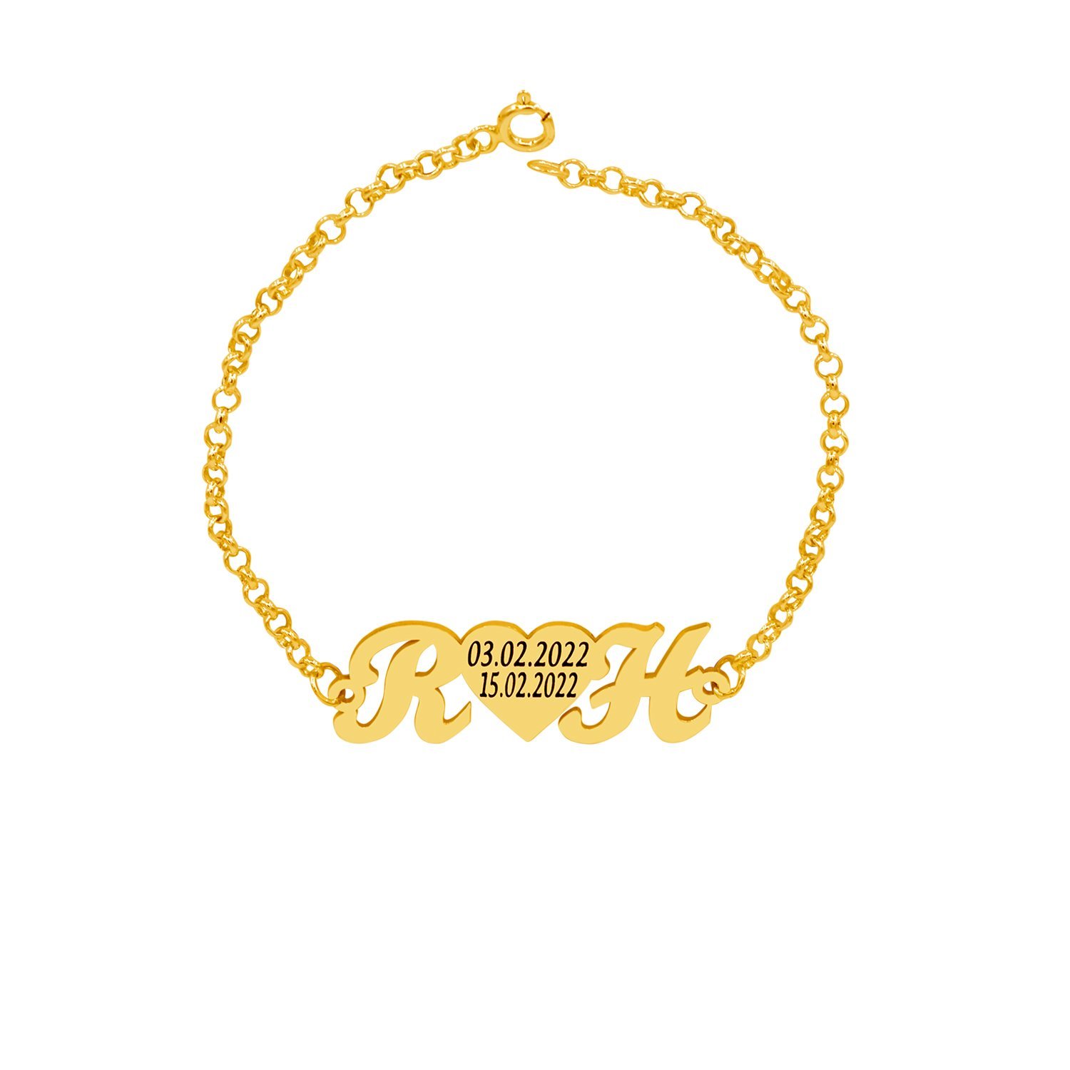 Gümüş Harfli Kalpli İsimli Bileklik