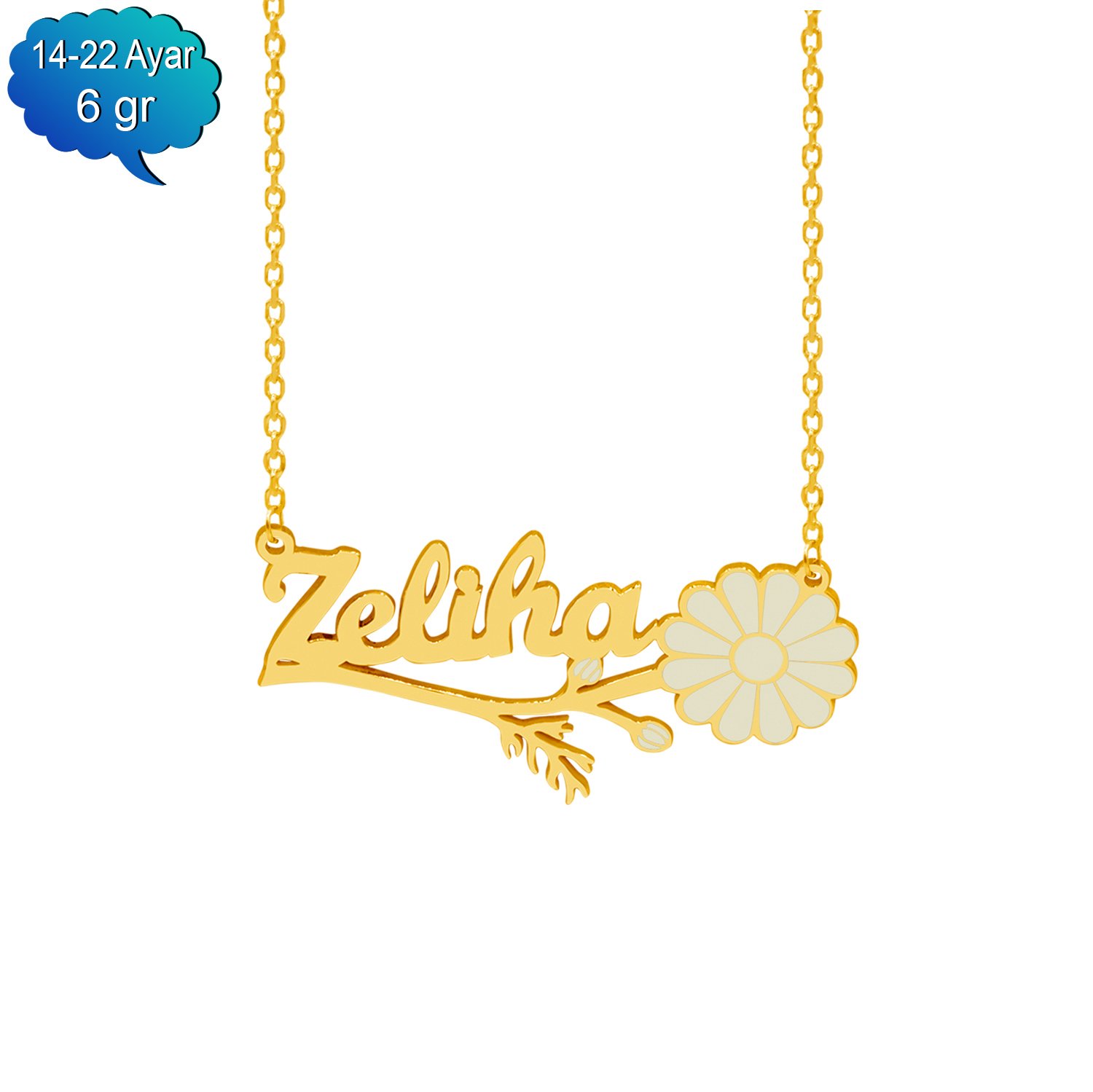 14, 22 Ayar Altın Papatya İsimli Kolye