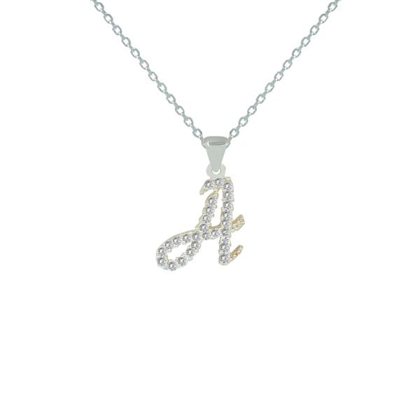 Gümüş Kişiye Özel Tasarım Taşlı Harfli Kolye