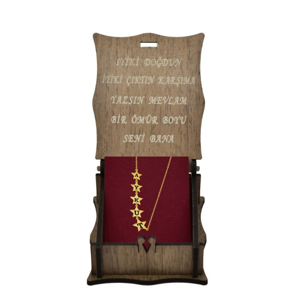 Gümüş Özel Tasarım Yıldızlı İsimli Kolye