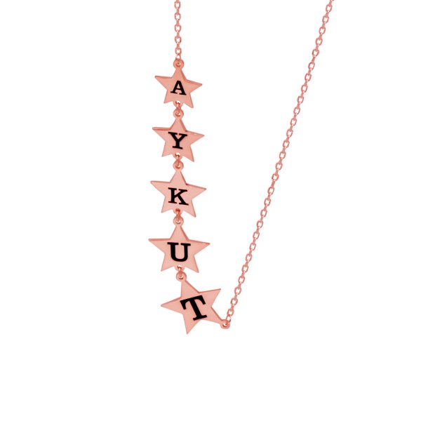 Gümüş Özel Tasarım Yıldızlı İsimli Kolye