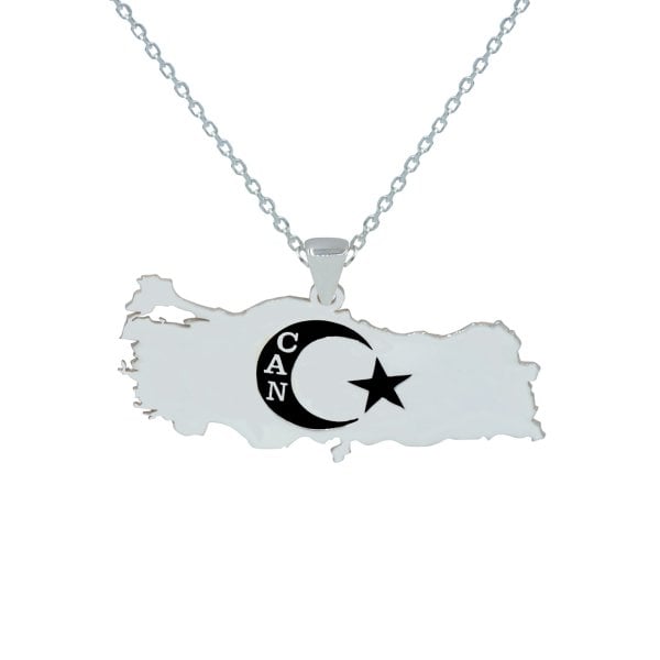 Gümüş Türkiye Haritası İsimli Kolye